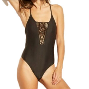 Xhilaration Swimsuit One Piece Crochet Black